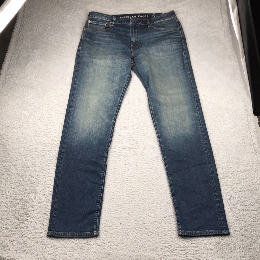 American Eagle Athletic Fit Jeans Mens 36x36 Blue Stone Wash Stretch‎ Denim NEW